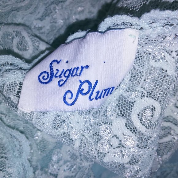Vintage Sleepwear Sugar Plum Large Light Blue Gown Chemise Lace Fly Away Front - Picture 15 of 16